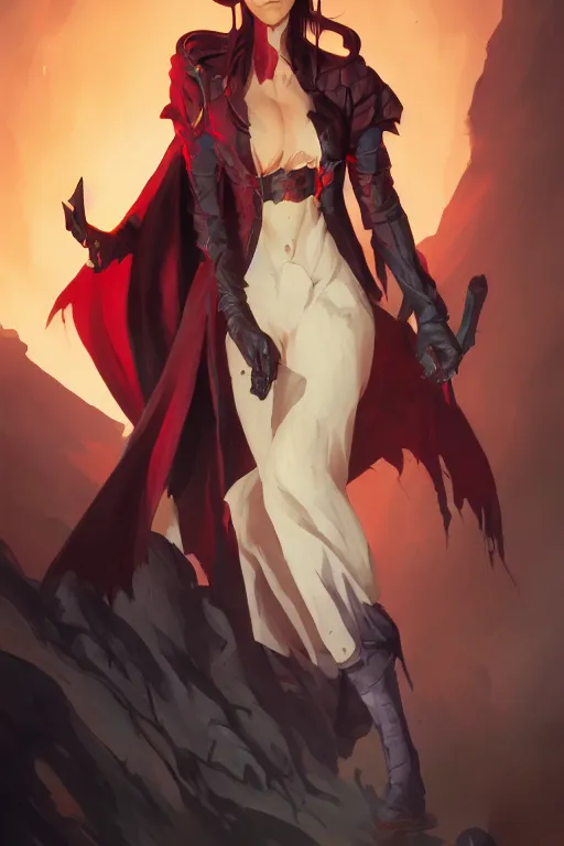 Image similar to vampire hunter, video game character design , fanart, mobile game, behance, hd, artstation, by Jesper Ejsing, by RHADS, Makoto Shinkai and Lois van baarle, ilya kuvshinov, rossdraws global illumination