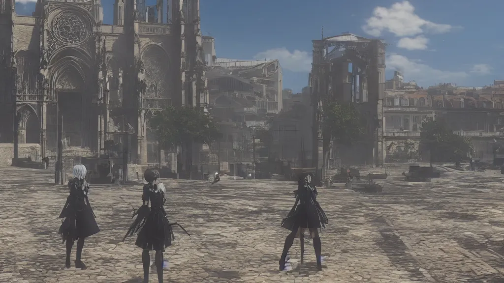 Image similar to Screenshot from Nier Automata, near Notre-Dame de la Garde in Marseille