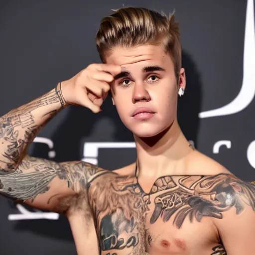 Prompt: justin bieber showing off his hairy armpits