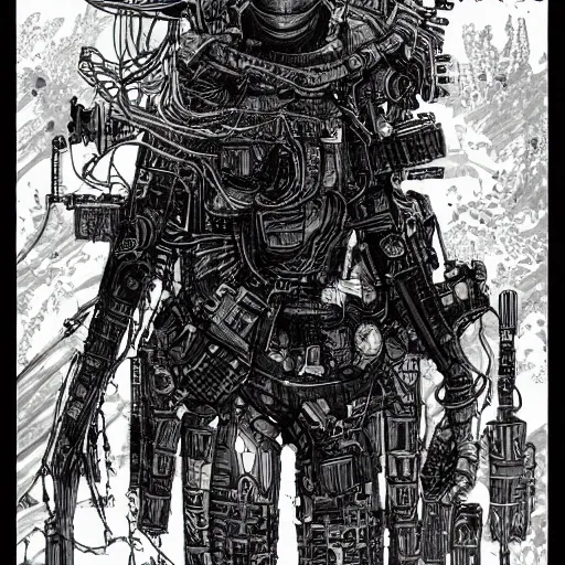 Image similar to cannabis, scifi, post-apocalyptic, grim, cyberpunk, detailed linework, colourful tones, cinematic, psychedelic, black paper, tarot card, highly detailed, ink illustration, manga by tsutomu nihei, manga style, artstation, 8k