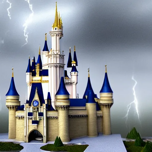 Image similar to A extremely highly detailed majestic hi-res beautiful, highly detailed mysterious pure all white brick immaculate disney hogwarts castle in black scary storm clouds high detail,ethereal, dramatic lightning, rim light, hyperrealistic, photorealistic, octante render, elegant, cinematic, high textures, hyper sharp, 8k, insanely detailed and intricate, graphic design, cinematic atmosphere, hypermaximalist, hyper realistic, super detailed, 4k HDR hyper realistic by Beeple, by Makoto Shinkai, syd meade, starwars, space art concept, digital art, unreal engine, WLOP, trending on artstation, 4K UHD image, octane render, artstation