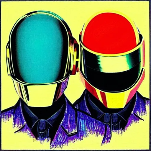 Image similar to “Daft Punk beautiful portrait in bright modern colors by Van Gogh”