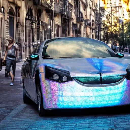 Image similar to Buenos Aires Argentina, futuristic cars in the street, holograms in the street, detailed, hd