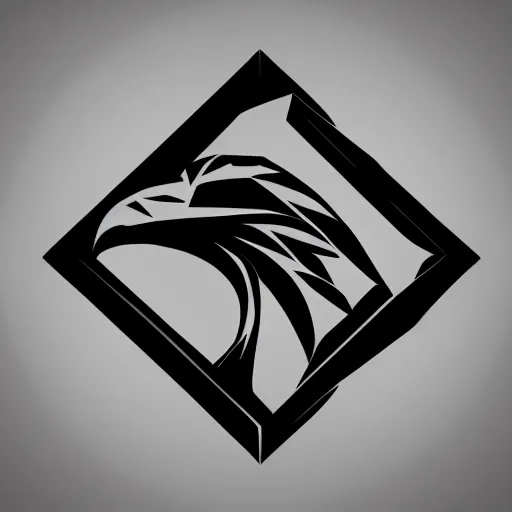 Image similar to 2 dimensional, vector, low poly, crystal eagle icon, black background, cgsociety, artstation, octane render