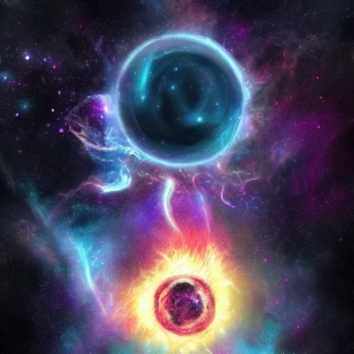 Prompt: Azathoth floating in space, digital art, realistic, nebula in background, artstation