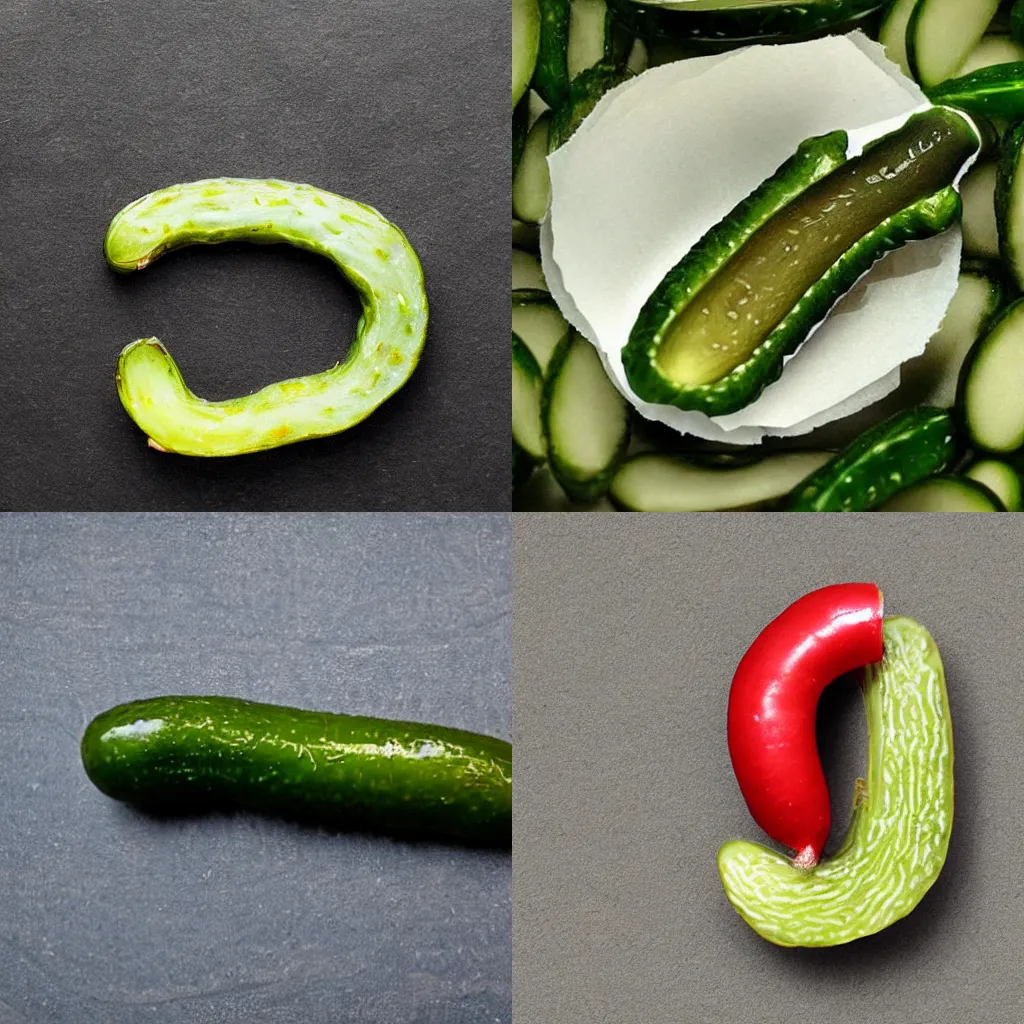 Prompt: the most realistic pickle in the shape of a letter G