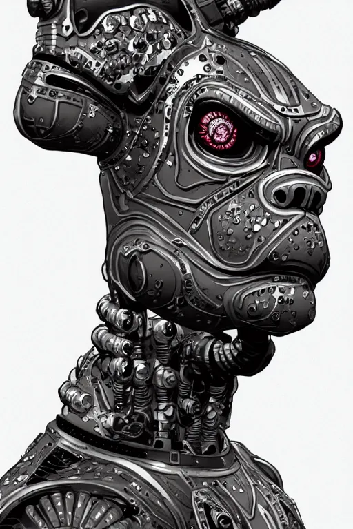 Prompt: cyborg bulldog cartoon concept art, high - contrast, intricate, elegant, highly detailed, digital painting, artstation, concept art, smooth, illustration