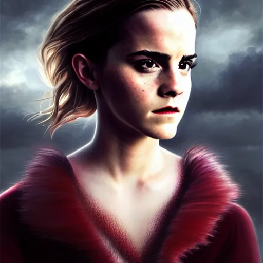 Prompt: emma watson portrait, chrome, reflect, fantasy atmospheric lighting, painted, voluptuous, menacing, intricate, volumetric lighting, beautiful, rich deep colours masterpiece, sharp focus, ultra detailed, by leesha hannigan, ross tran, thierry doizon, kai carpenter, ignacio fernandez rios