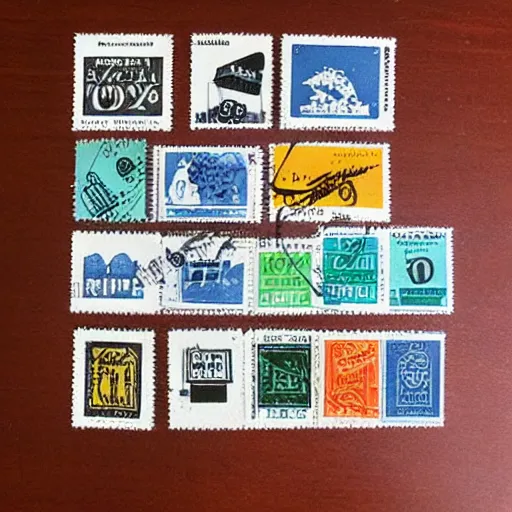 retro mailing stamps from the 8 0 s, Stable Diffusion