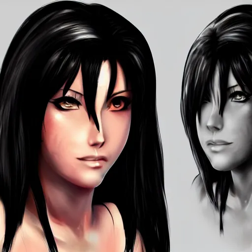 Image similar to face and body shot of tifa lockhart, concept art trending on artstation