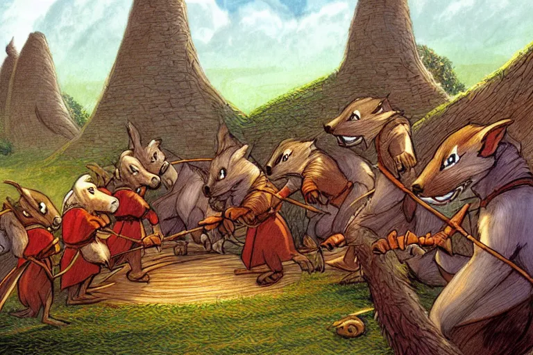 Image similar to a scene from redwall by brian jacques, detailed, fantasy concept art