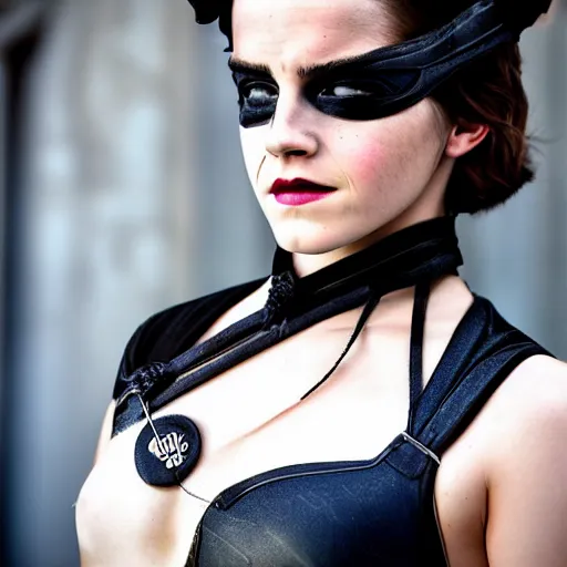 Image similar to Emma Watson as Catwoman, XF IQ4, f/1.4, ISO 200, 1/160s, natural light, Adobe Lightroom, DxO Photolab, polarizing filter, Sense of Depth, AI enhanced, denoised, sharpened, HDR