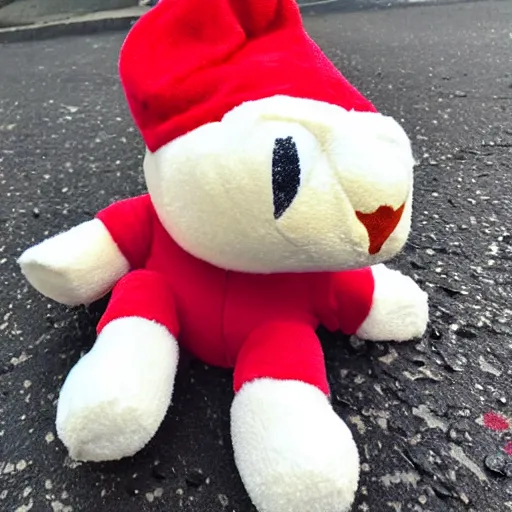 Prompt: bongo beanie baby on a sidewalk,