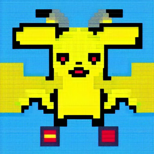 Prompt: pixel art of pikachu the god in the style of Paul Robertson