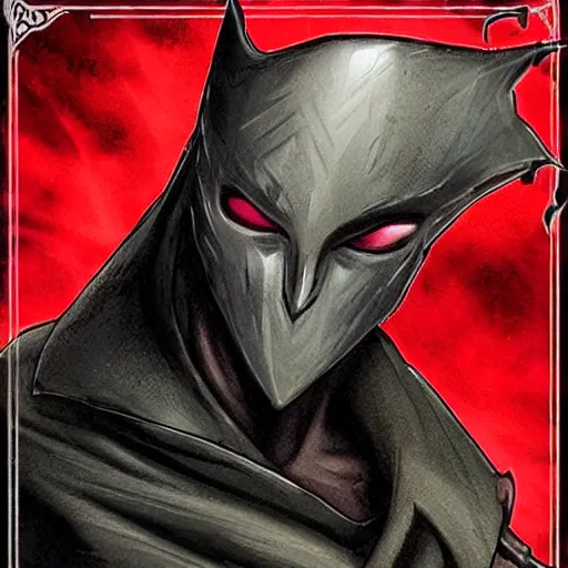 Image similar to male rogue, dungeons and dragons, red eyes, face covered, dark and mysterious.