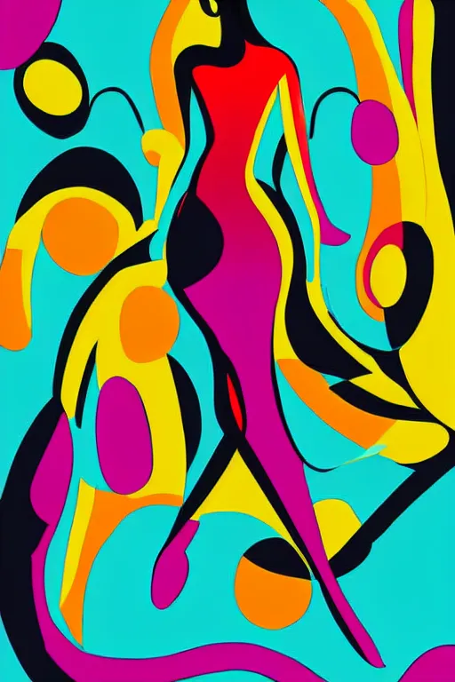 Image similar to vector style the abstract painting of an image of a lady artistic flat illustration art in the style of Bryen Frost