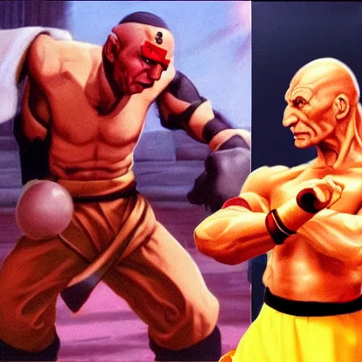 Image similar to picard vs dhalsim from street fighter real