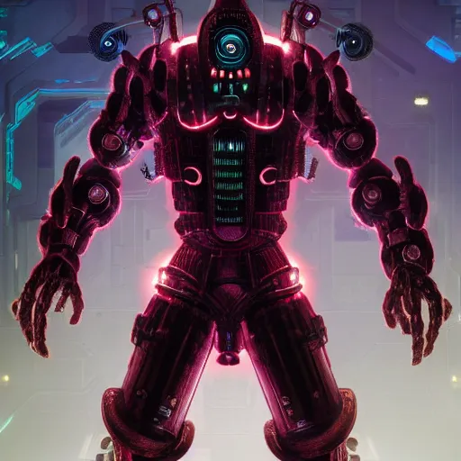 Prompt: Shodan from System Shock as Atlas from Bioshock