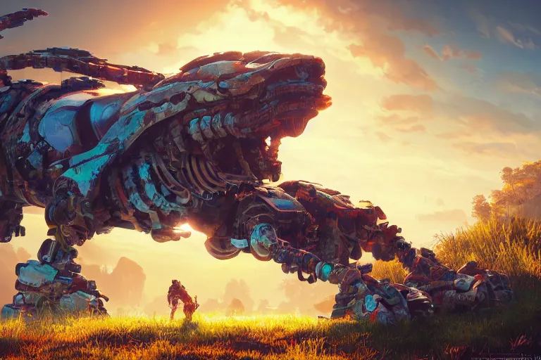 Image similar to shellsnapper machine mecanical creature robot of horizon forbidden west horizon zero dawn radiating a glowing aura global illumination ray tracing hdr fanart arstation by ian pesty and alena aenami artworks in 4 k