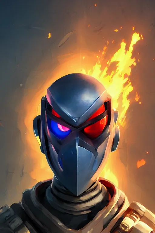 Image similar to epic mask helmet robot ninja portrait stylized as fornite style game design fanart by concept artist gervasio canda, behance hd by jesper ejsing, by rhads, makoto shinkai and lois van baarle, ilya kuvshinov, rossdraws global illumination radiating a glowing aura global illumination ray tracing hdr render in unreal engine 5