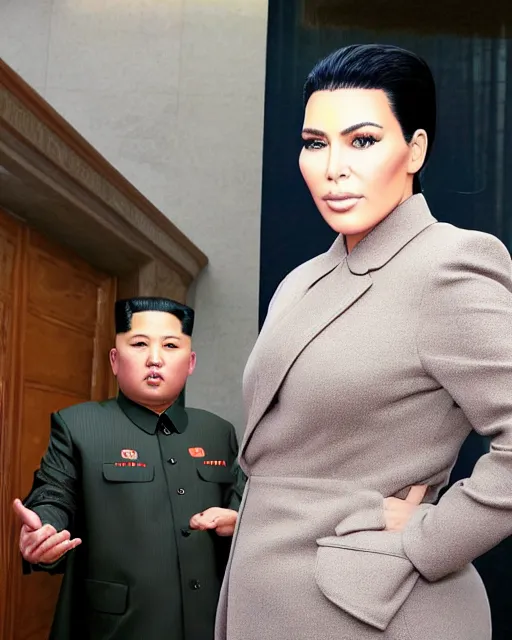 Prompt: portrait photo of kim jong - un kardashian