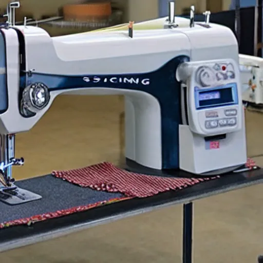 Image similar to large sewing machine controlled by cars