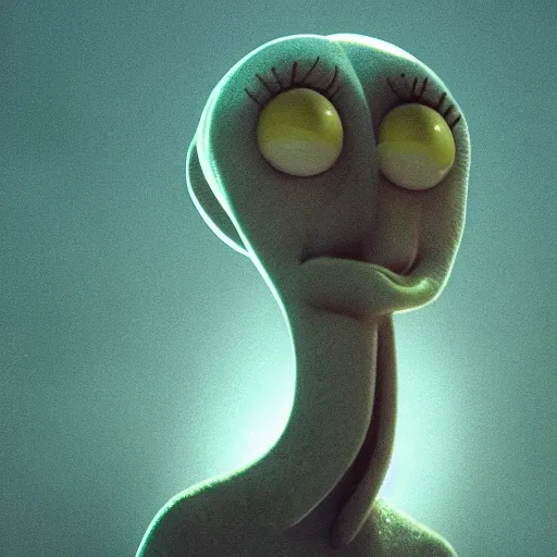 Image similar to handsome squidward, dramatic lighting, cinematic