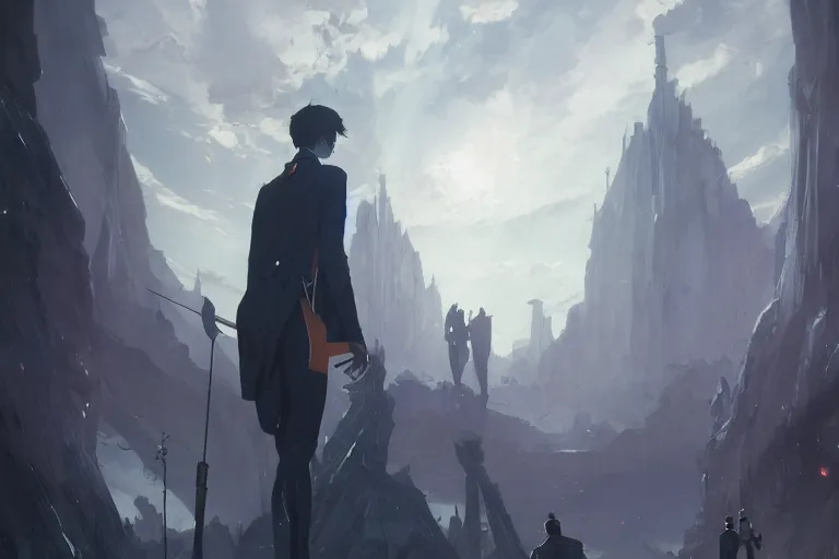 Prompt: The Irregular at Magic High School, fantasy, illustrated by Greg Rutkowski and Caspar David Friedrich, Trending on artstation, artstationHD, artstationHQ