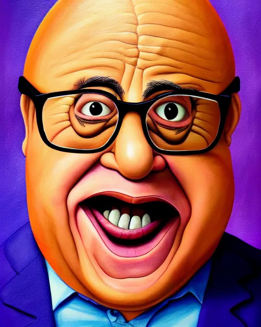 Image similar to painting portrait of danny devito as an egg, cartoon, warm lighting, danny devito has an egg body, movie poster, illustration by bartek fedyczak, erak note, tooth wu, neil richards, kan liu, siwoo kim, jisu choe, trending on art station