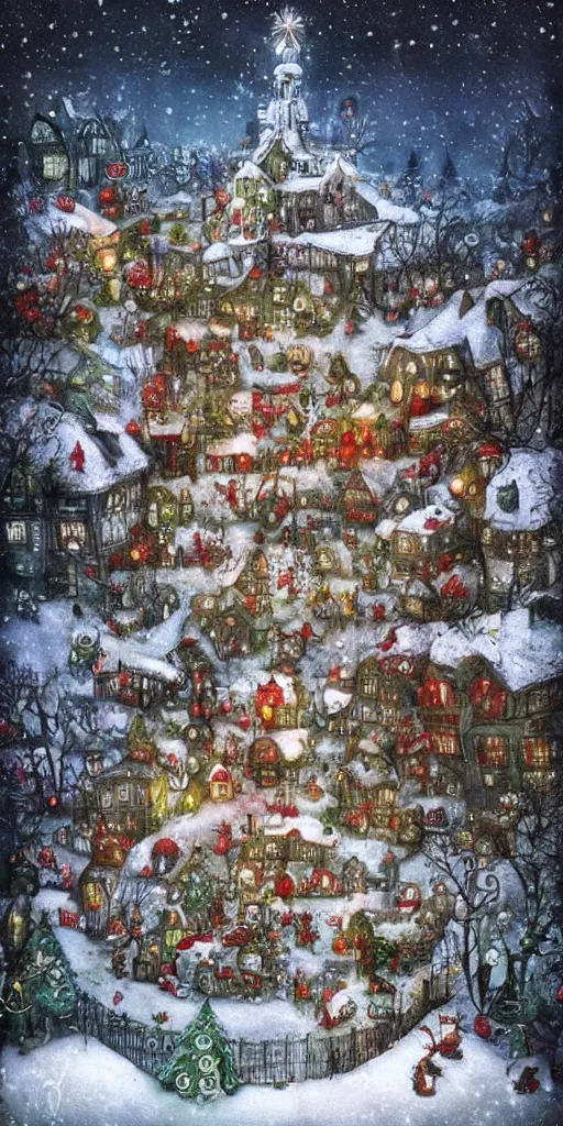 Image similar to a christmas scene by alexander jansson and where's waldo