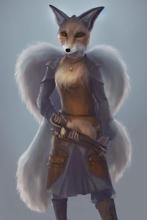 Image similar to an anthropomorphic medieval fox with a fluffy tail, backlighting, trending on artstation, digital art, furry art, trending on furaffinity, fantasy art, by kawacy