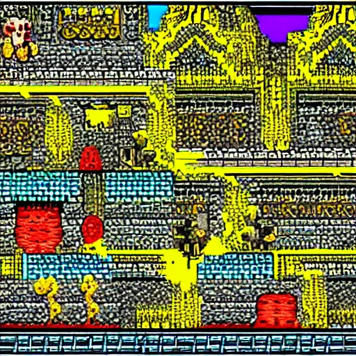 Prompt: ghost and goblins gameplay with zx spectrum graphics