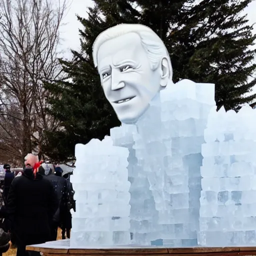 Prompt: joe biden ice sculpture