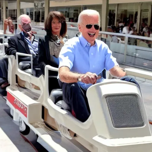 Image similar to Joe Biden riding a mall ride