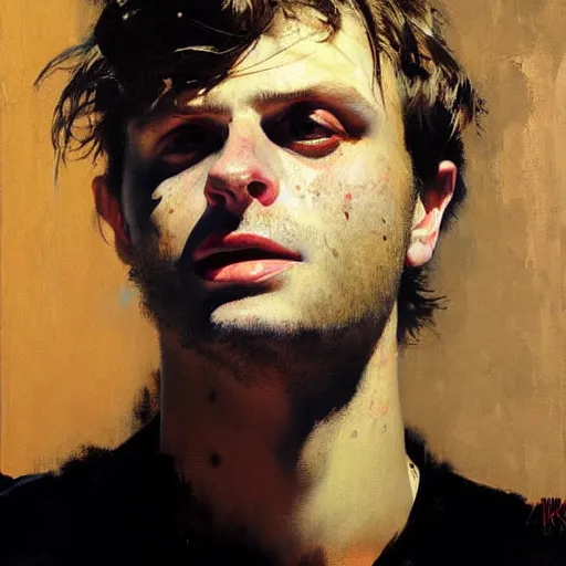 Prompt: portrait of mac demarco, detailed face, detailed painting, epic lighting, by ilya repin, phil hale and kent williams