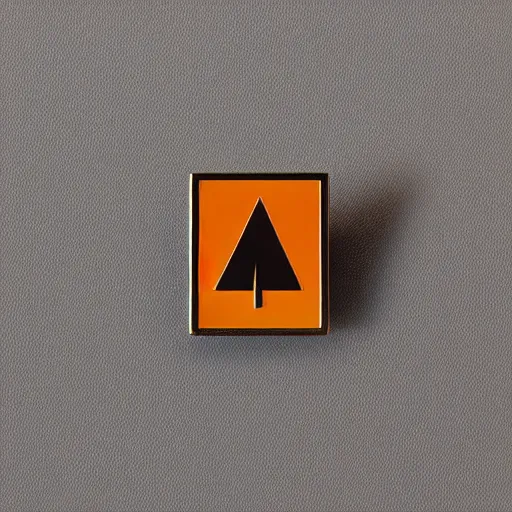 Image similar to a photo of a retro 7 0 s minimalistic clean fire warning enamel pin, studio lighting, behance