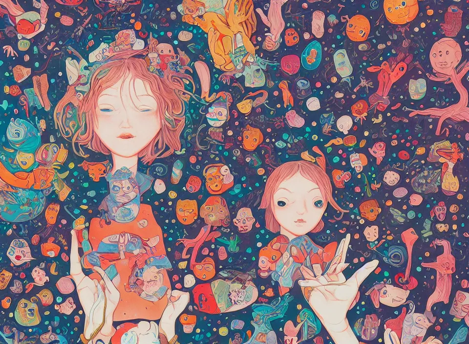 Image similar to the astral traveler, hikari shimoda, james jean, ca chou, cosmic, manga, editorial illustration