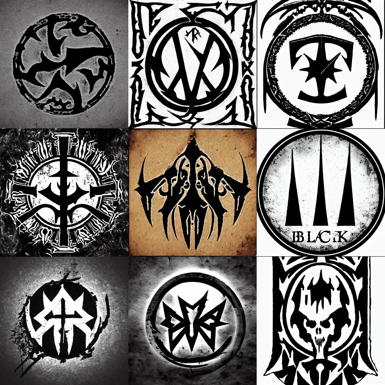 Prompt: black metal band logo