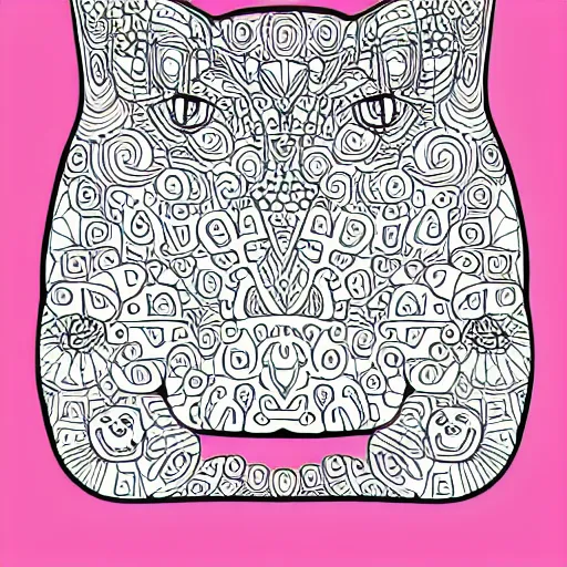 Prompt: Coloring page, blobworld aesthetic of a cat knitting