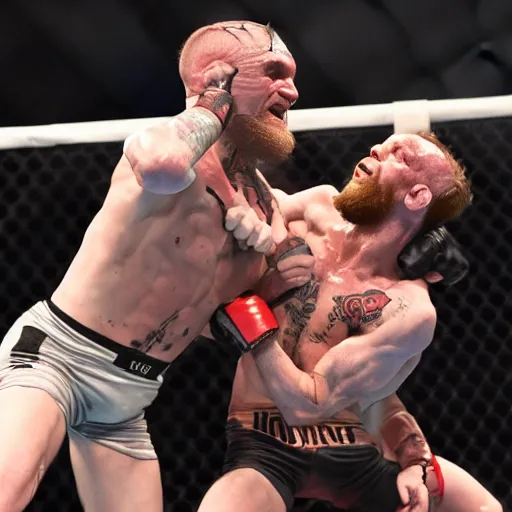 Image similar to gollum wrestling with conor mcgregor