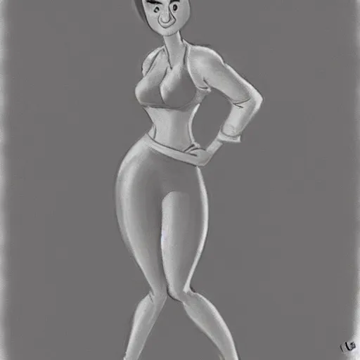 Image similar to milt kahl sketch of thick cuban girl wearing black yoga pants