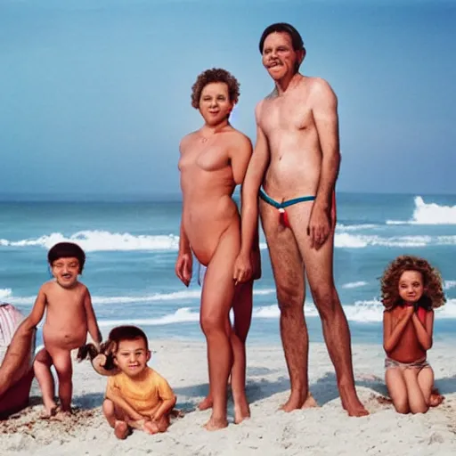 Image similar to portrait of a happy family at the beach fully - clothed, outdoor lighting, realistic, smooth face, perfect eyes, wide angle, sharp focus, high quality, professional photography, photo by annie leibovitz, mark mann, martin schoeller, mario testino, kenneth willardt, corbin gurkin