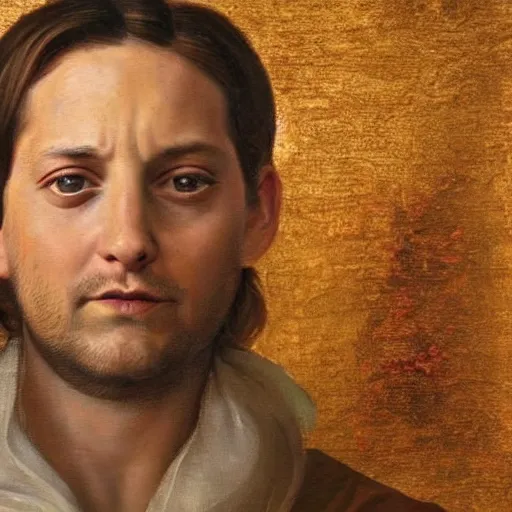 Image similar to Renaissance style painting of Tobey Maguire