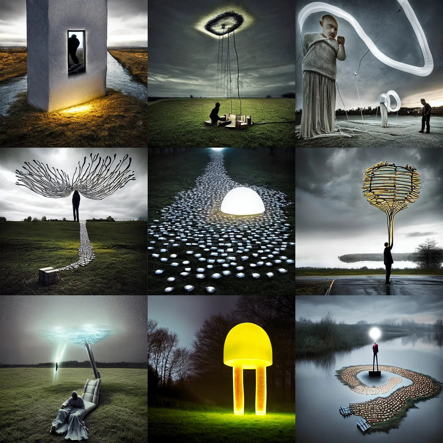 Prompt: light sculpture by erik johansson, do androids dream
