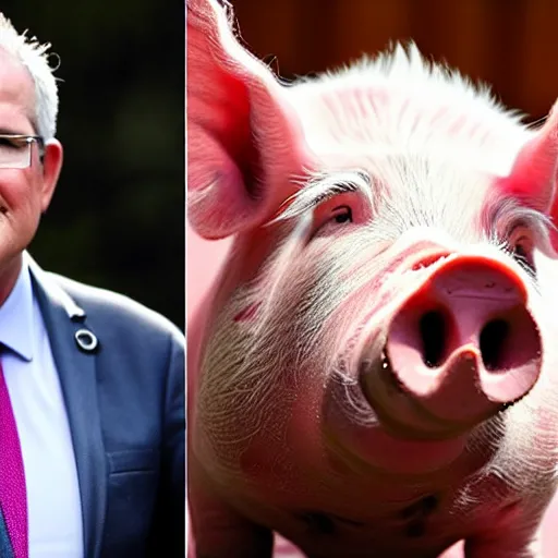 Prompt: scott morrison with the body of a pig