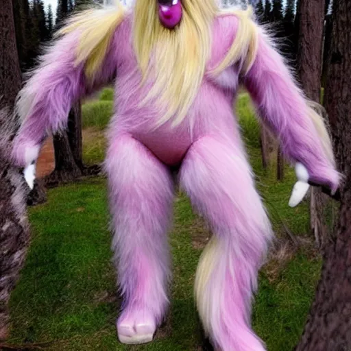 Image similar to photo of a sasquatch that looks like a my little pony