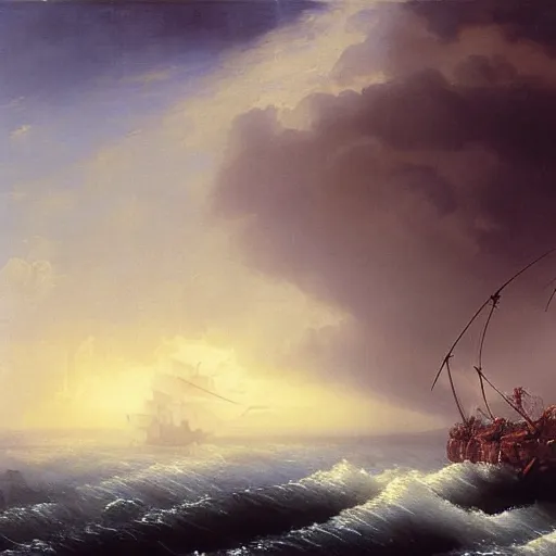 Image similar to seahorse kraken by ivan aivazovsky