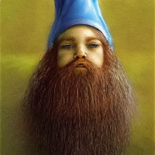 Image similar to astonishingly beautiful gnome queen, ultra fine detail portrait, painting by Alan Lee