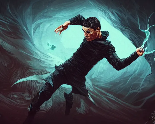 Prompt: cristiano ronaldo as a strong magician, fantasy art, in the style of Frank Neidhardt, illustration, epic, fantasy, intricate, elgant, amazing detail, digital painting, artstation, concept art, smooth, sharp focus