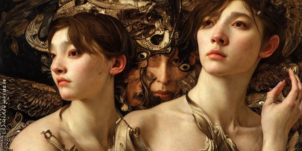 Image similar to masterpiece inchoate sybaritic salve Reginae, masterpiece by Edgar Maxence and Caravaggio and Michael Whelan and Caravaggio artistic, intricate drawing, hidden, realistic fantasy, extremely detailed and beautiful aesthetic runic face, establishing shot, 8k resolution, dramatic lighting